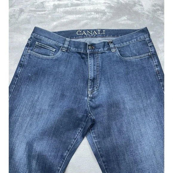 Canali 1934 Mens Jeans Size 58 Blue Italian Denim Straight Leg 38x33 Luxury - Picture 4 of 14